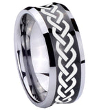 10mm-Laser-Celtic-Knot-Concave-Black-Tungsten-Carbide-Men's-Engagement-Band