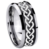 8mm Laser Celtic Knot Concave Black Tungsten Carbide Custom Ring for Men