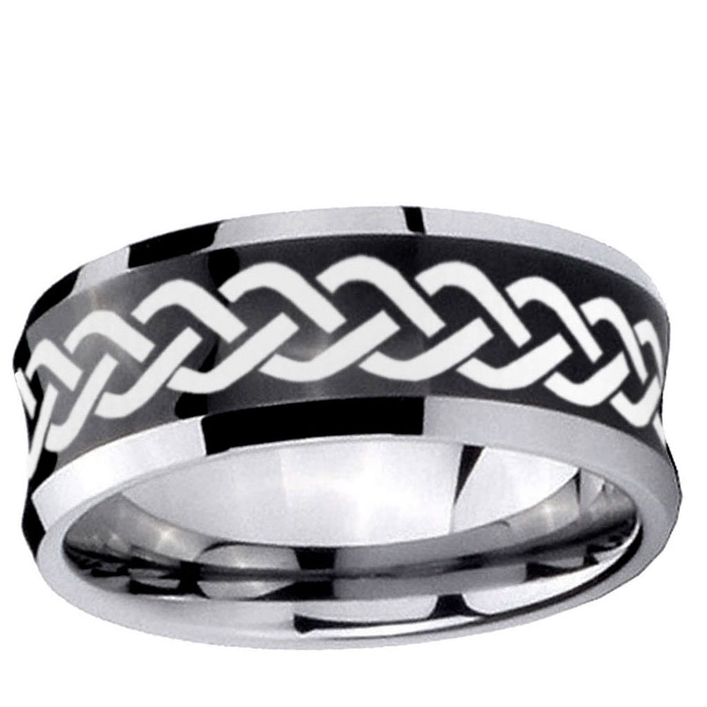 5MMLaser Celtic Knot Concave Black Tungsten Ring For Men