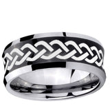 10mm Laser Celtic Knot Concave Black Tungsten Ring