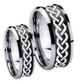 Laser Celtic Knot Concave Black Tungsten Couples Ring Set