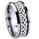 10mm-Celtic-Knot-Love-Concave-Black-Tungsten-Carbide-Men's-Engagement-Band