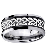 5, 8mm Celtic Knot Love Concave Black Tungsten Carbide Custom Ring for Men
