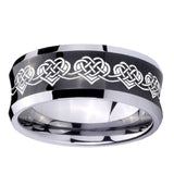 10mm-Celtic-Knot-Heart-Concave-Black-Tungsten-Carbide-Men's-Engagement-Band