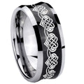8MM Celtic Knot Heart Concave Black Tungsten Ring For Men