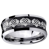 5, 8mm Celtic Knot Heart Concave Black Tungsten Carbide Custom Ring for Men