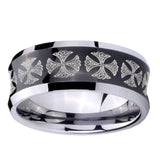 10mm-Medieval-Cross-Concave-Black-Tungsten-Carbide-Men's-Engagement-Band