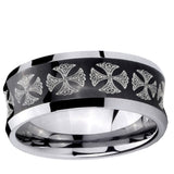 5, 8mm Medieval Cross Concave Black Tungsten Carbide Custom Ring for Men