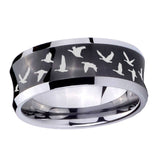 8mm-Flying-Geese-Hunting-Concave-Black-Tungsten-Carbide-Men's-Ring