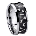 10mm Flying Geese Hunting Concave Black Tungsten Carbide Men's Engagement Band