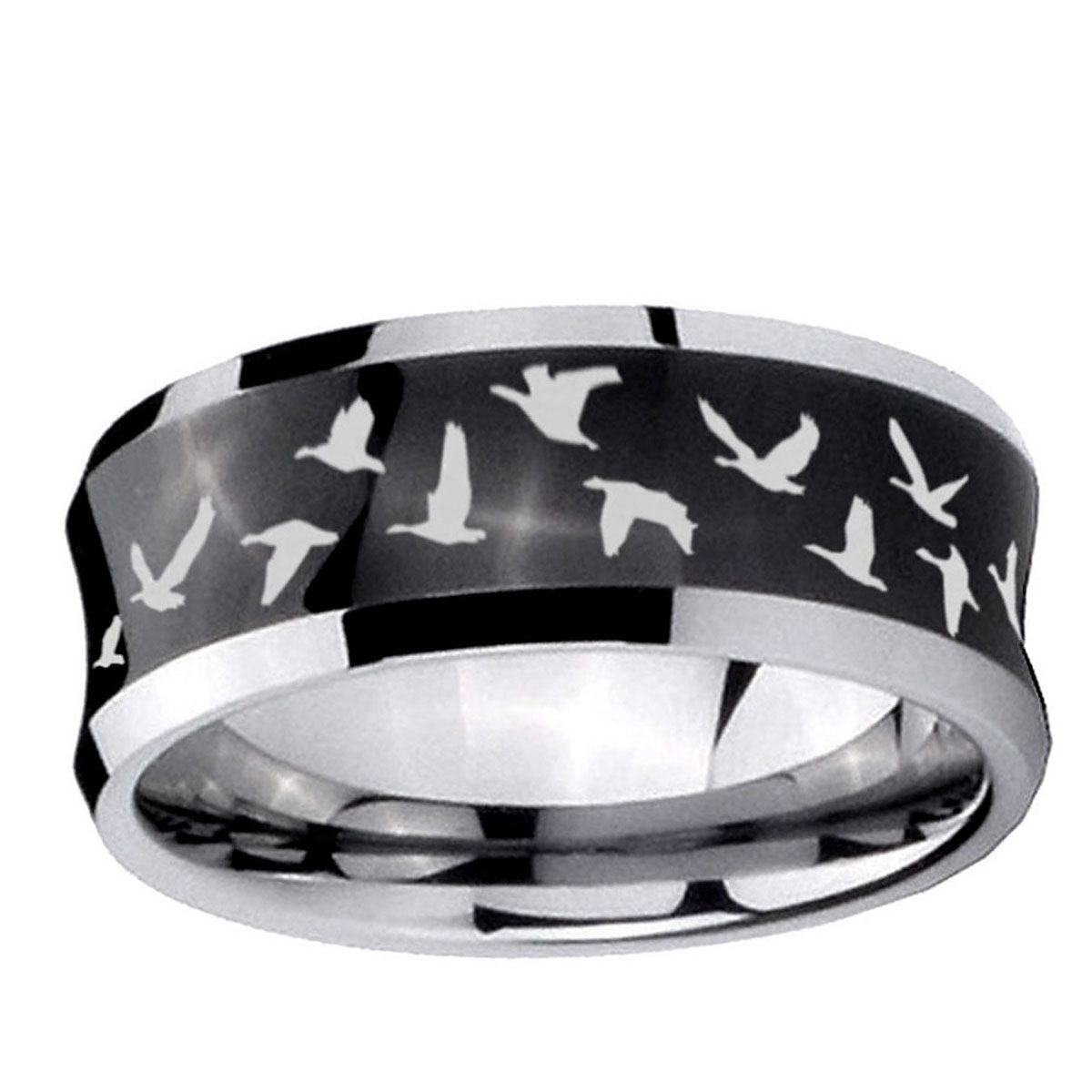 5MMFlying Geese Hunting Concave Black Tungsten Ring