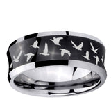10mm Flying Geese Hunting Concave Black Tungsten Ring