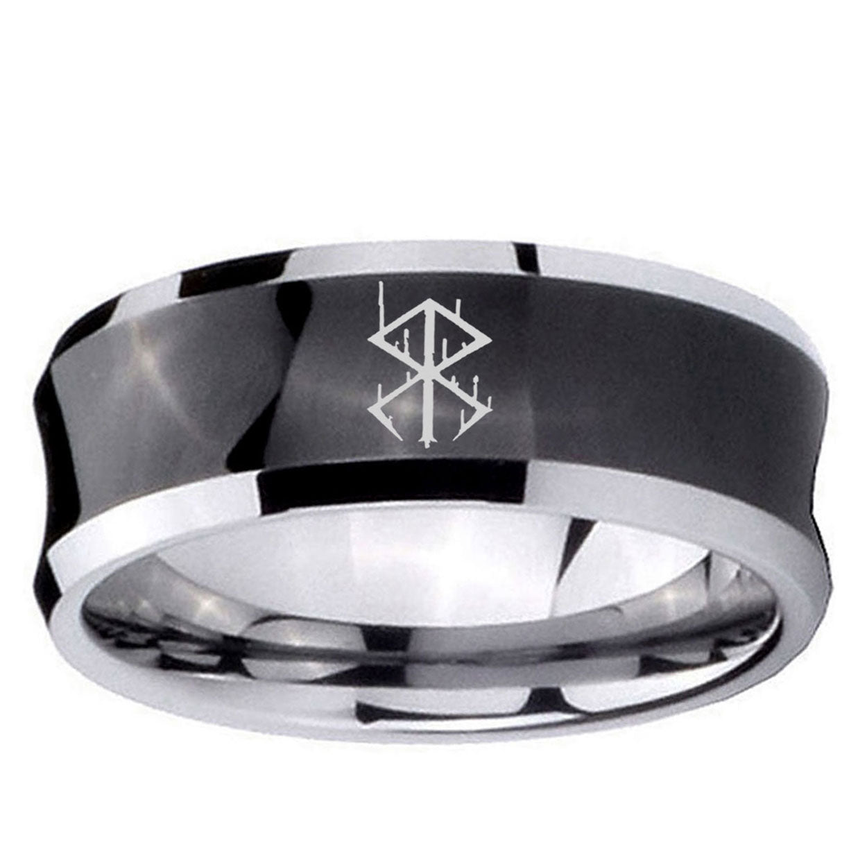 5MMStigma Sangrando Berserk Inspired Concave Black Unique Men Wedding Ring