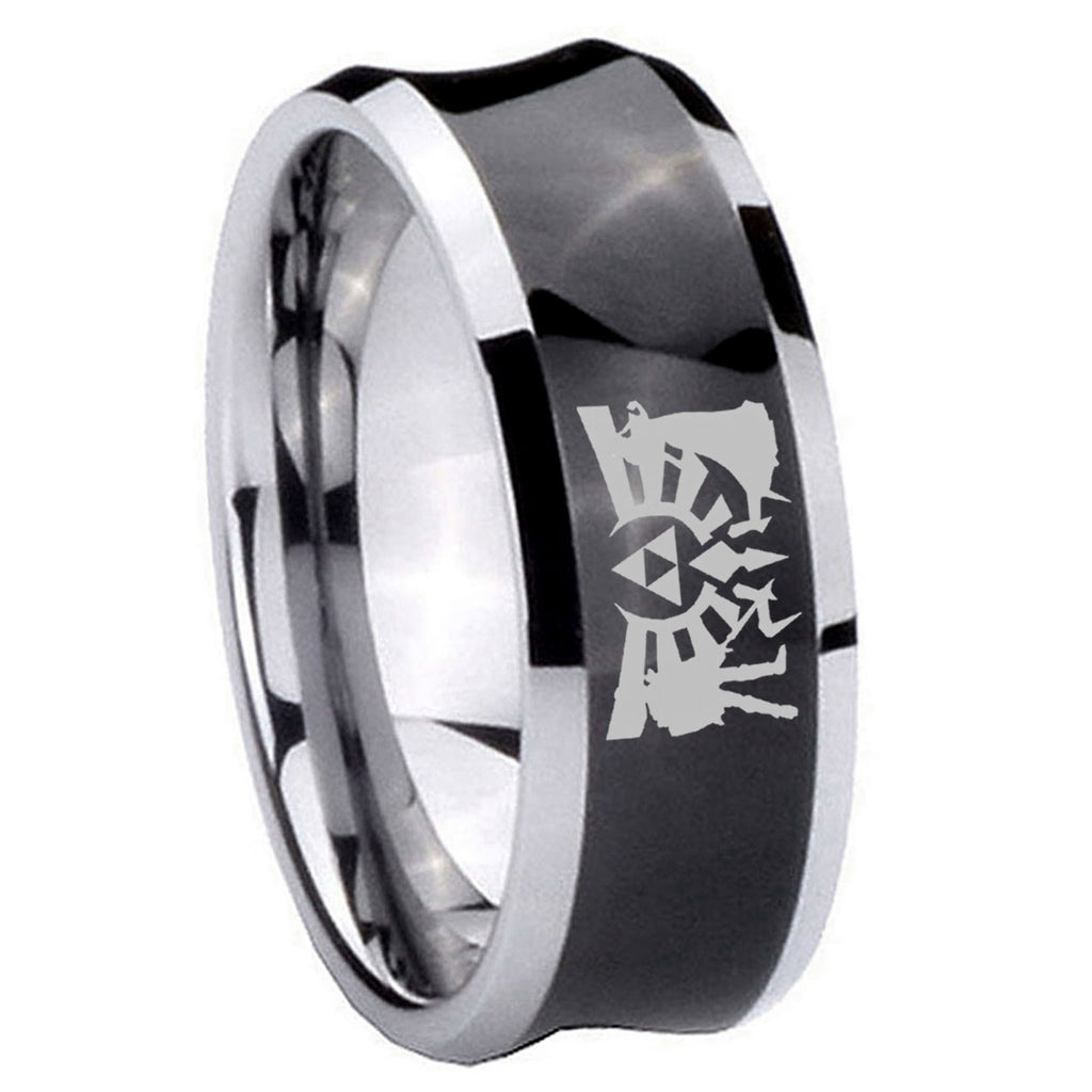 8MM Zelda Link Concave Black Unique Men Wedding Ring