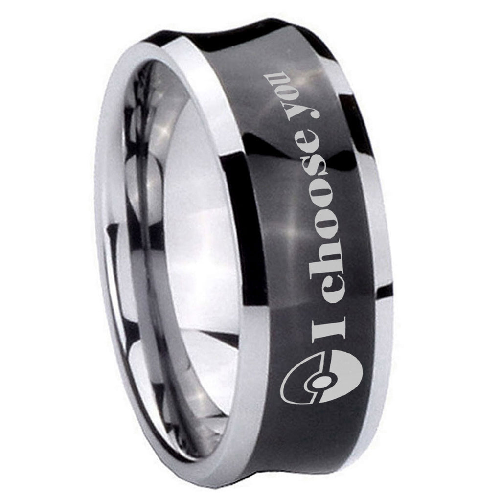 8MM Pokeball Pokemon Concave Black Unique Men Wedding Ring