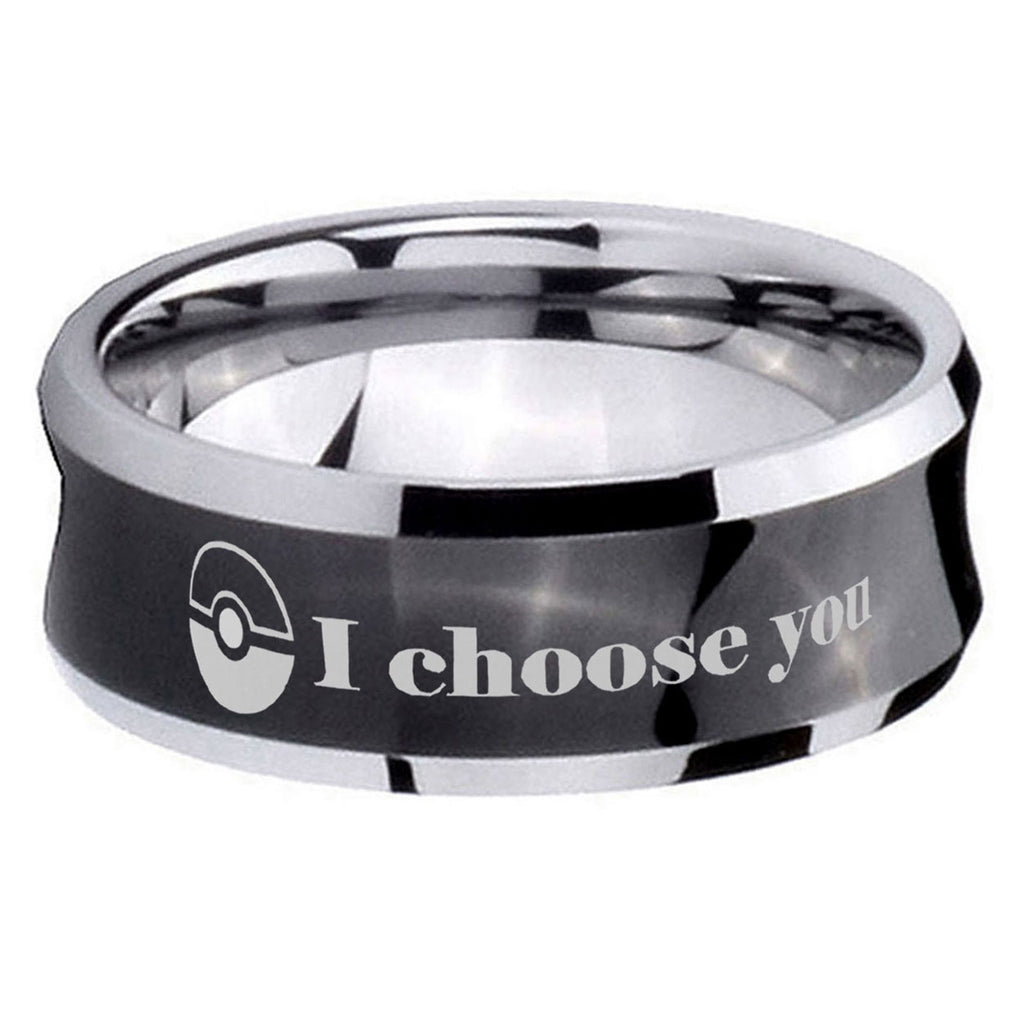 5MMPokeball Pokemon Concave Black Unique Men Wedding Ring