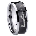 8MM kingdom heart keyblades Concave Black Unique Men Wedding Ring
