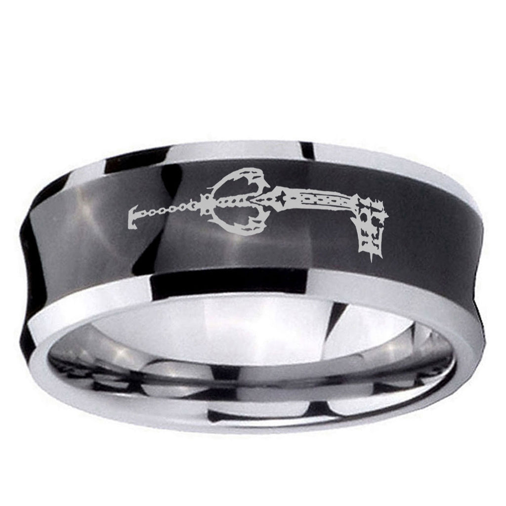 5MMkingdom heart keyblades Concave Black Unique Men Wedding Ring