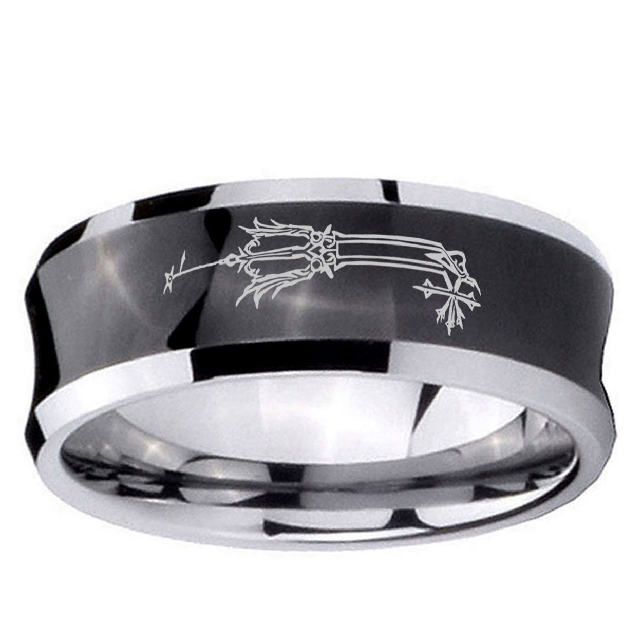 5MMGeekery Oathkeeper Kingdom Hearts Concave Black Unique Men Wedding Ring