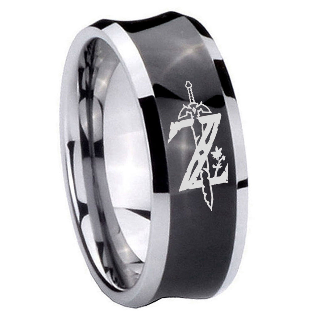 8MM Zelda Breath Of The Wild Concave Black Unique Men Wedding Ring