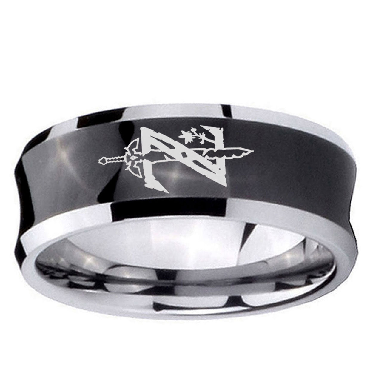 5MMZelda Breath Of The Wild Concave Black Unique Men Wedding Ring