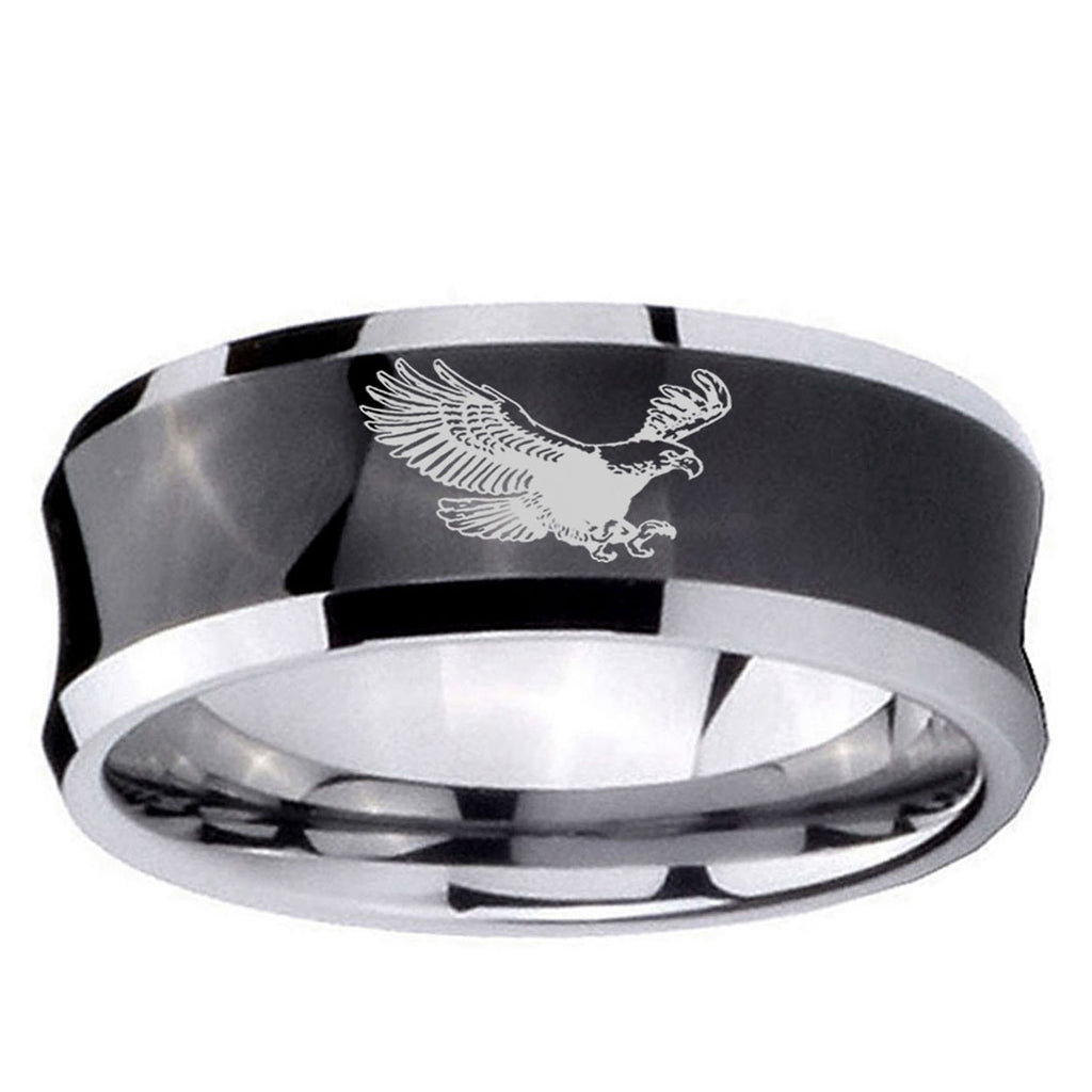 5MMFlying American Eagle Concave Black Unique Men Wedding Ring