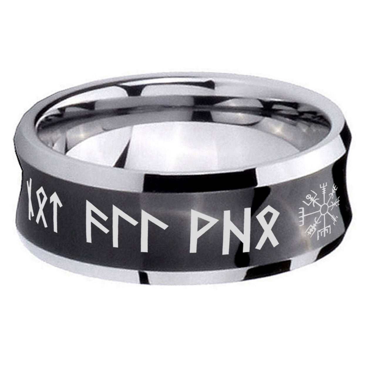 5MMViking Concave Black Unique Men Wedding Ring