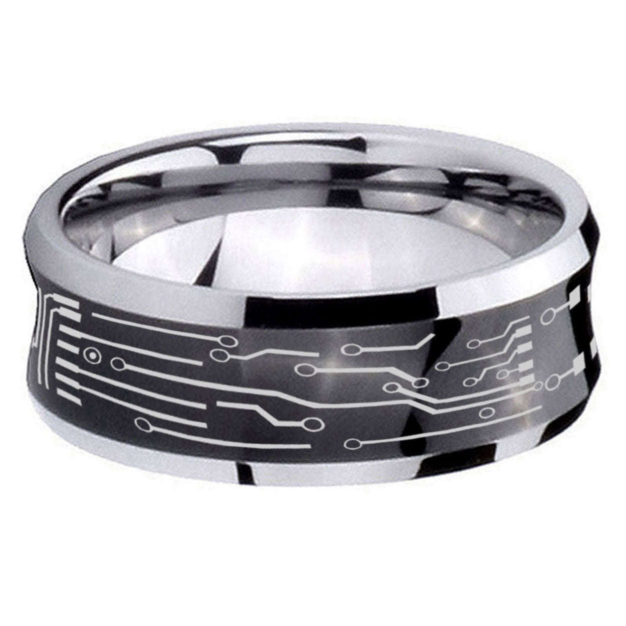 5MMCircuit Board Concave Black Unique Men Wedding Ring