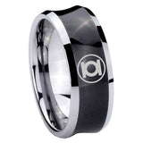 8mm Green Lantern Concave Black Mens Wide Band Rings