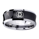 5, 8mm Green Lantern Concave Black Mens Wide Band Rings