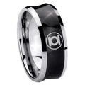 8MM Green Lantern Concave Black Mens Wide Band Rings