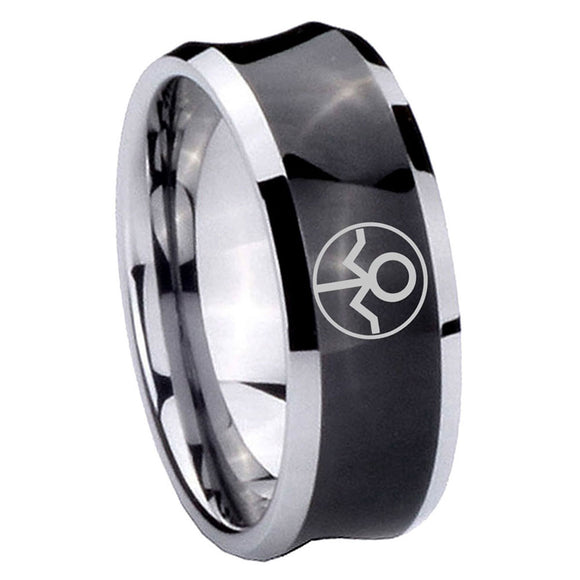 8mm Gray Lantern Concave Black Forever Wedding Rings