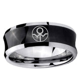 5, 8mm Gray Lantern Concave Black Forever Wedding Rings