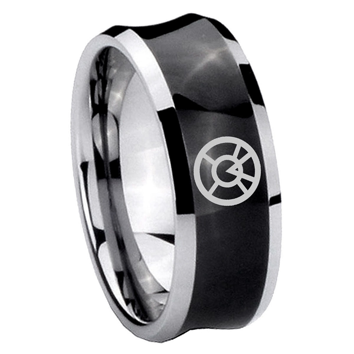 8MM Orange lantern Concave Black Unique Men Wedding Ring