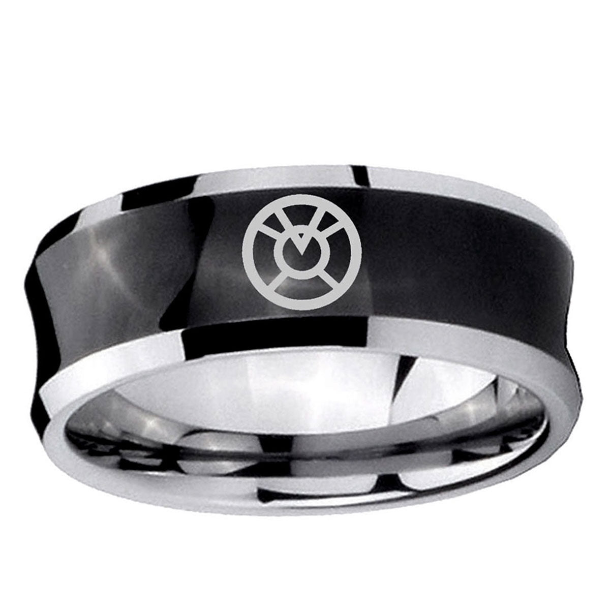 5MMOrange lantern Concave Black Unique Men Wedding Ring