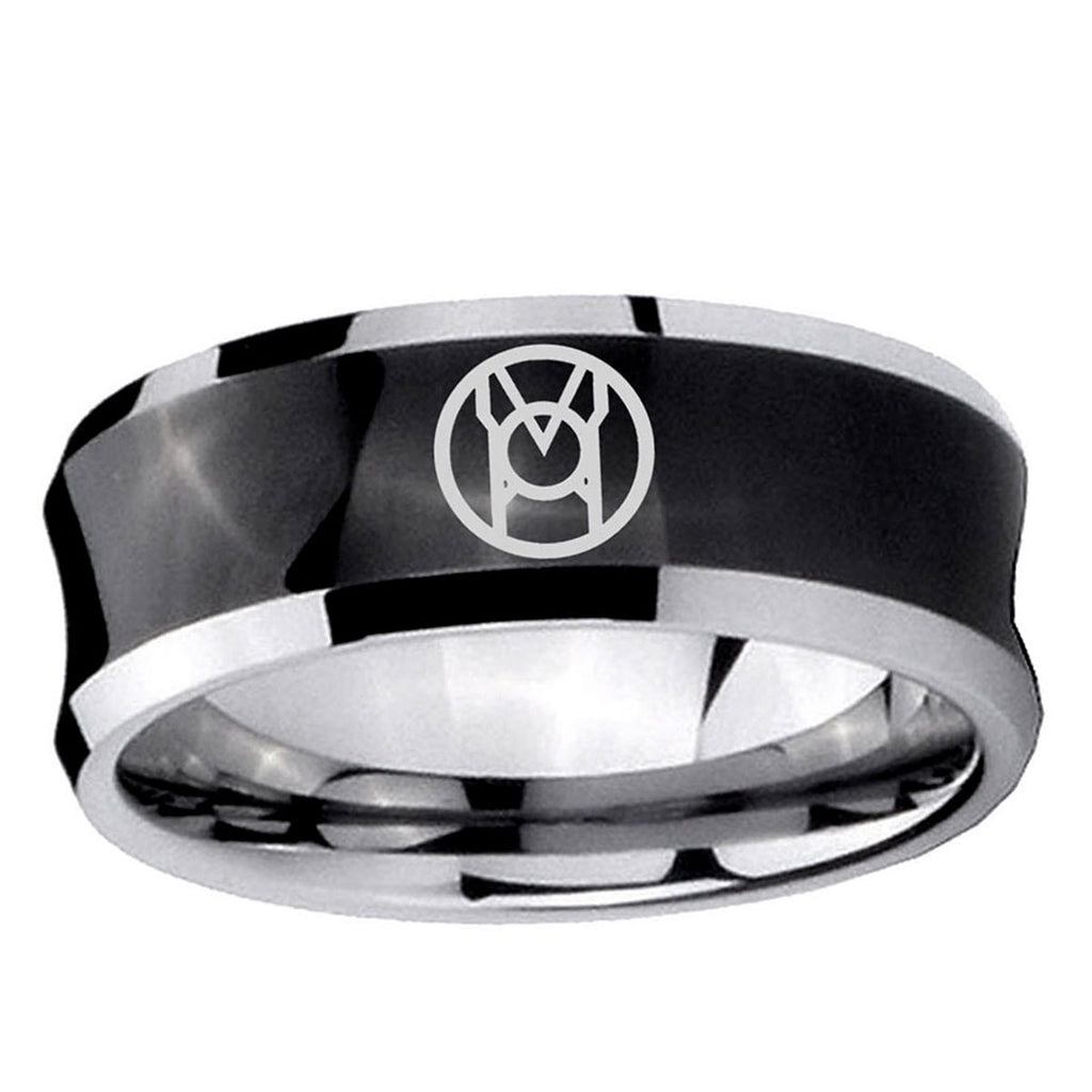 5MMLarfleeze Green Lantern Concave Black Unique Men Wedding Ring