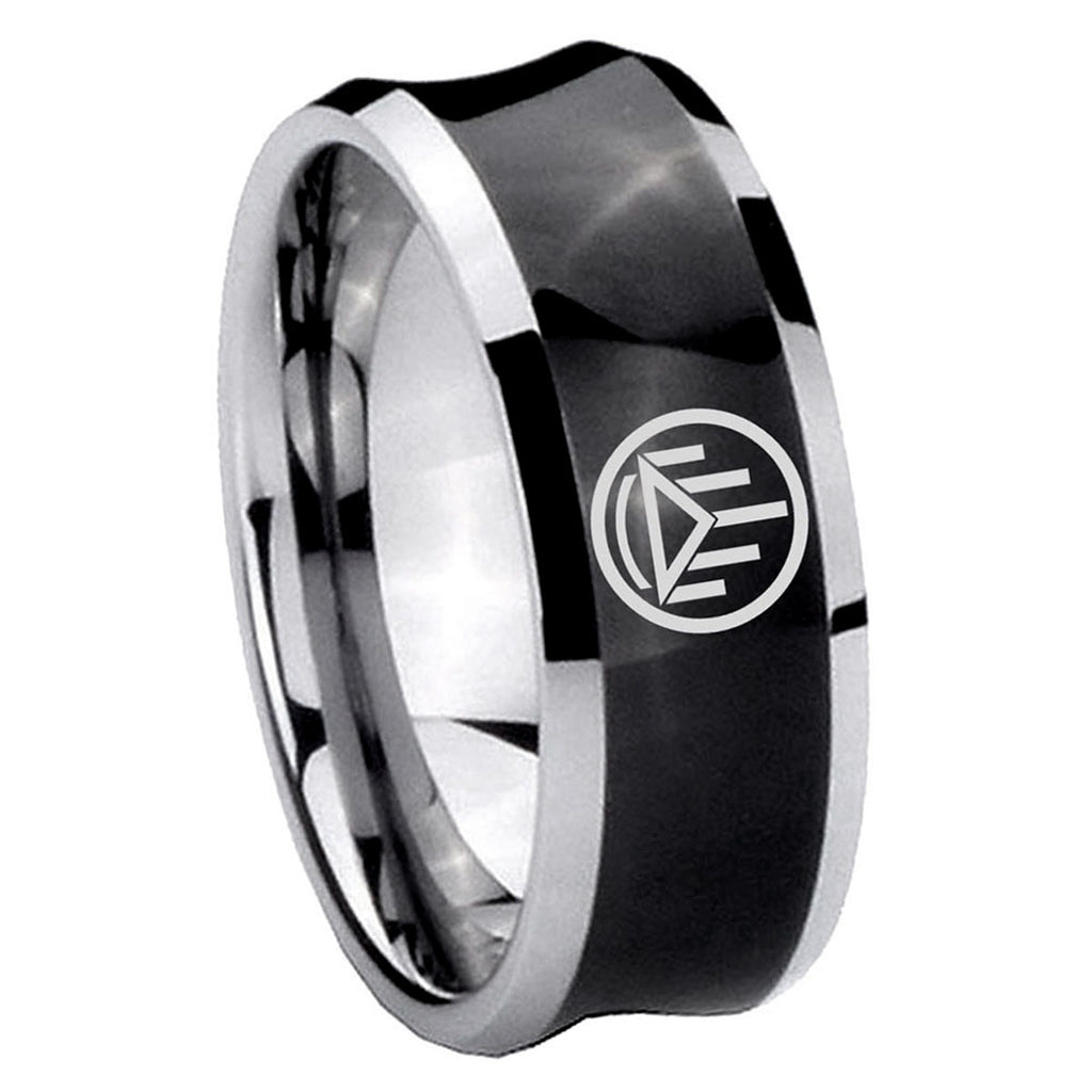 8MM Silver Lantern Concave Black Unique Men Wedding Ring