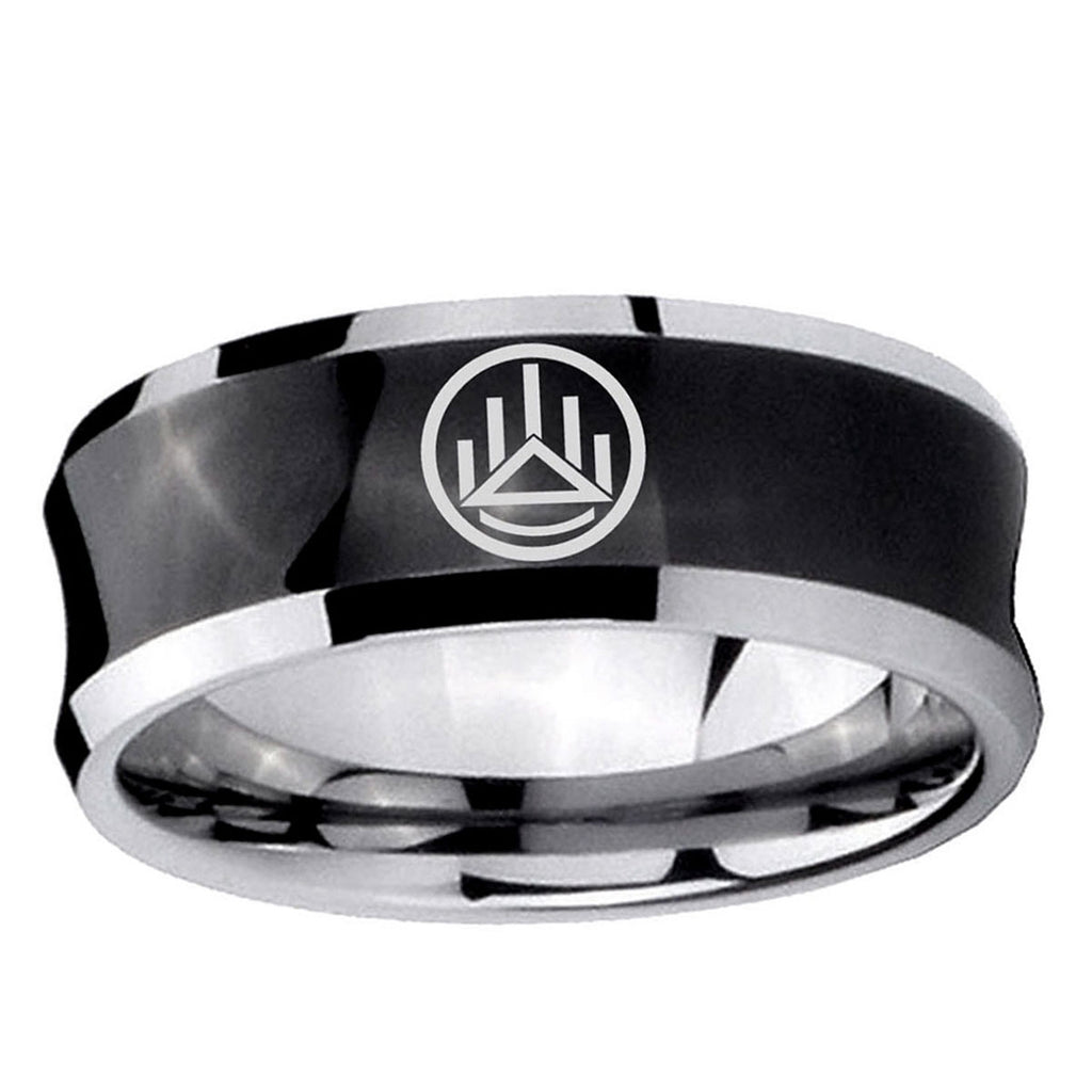 5MMSilver Lantern Concave Black Unique Men Wedding Ring