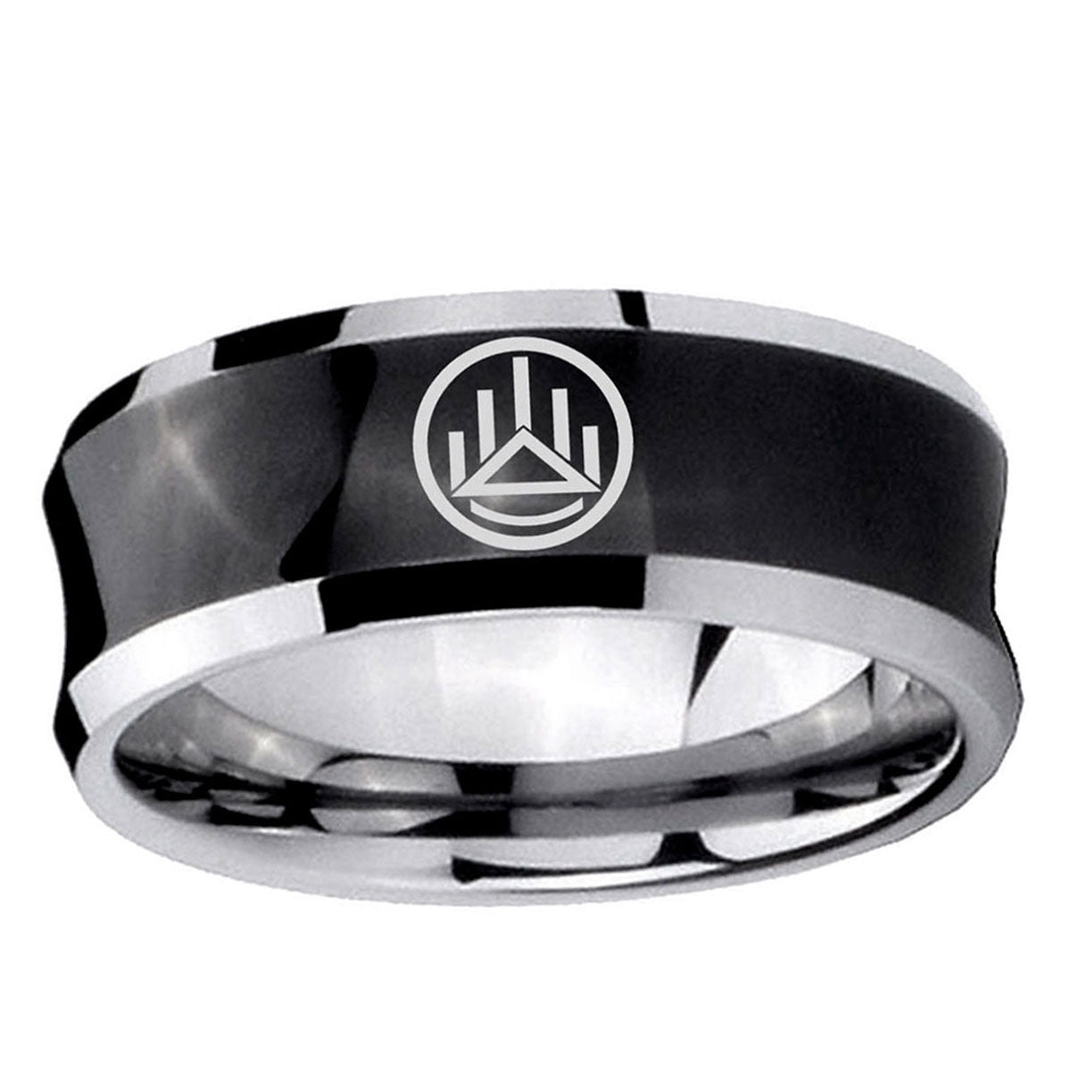 5MMSilver Lantern Concave Black Unique Men Wedding Ring