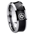 8MM Star Sapphire Lantern Concave Black Unique Men Wedding Ring