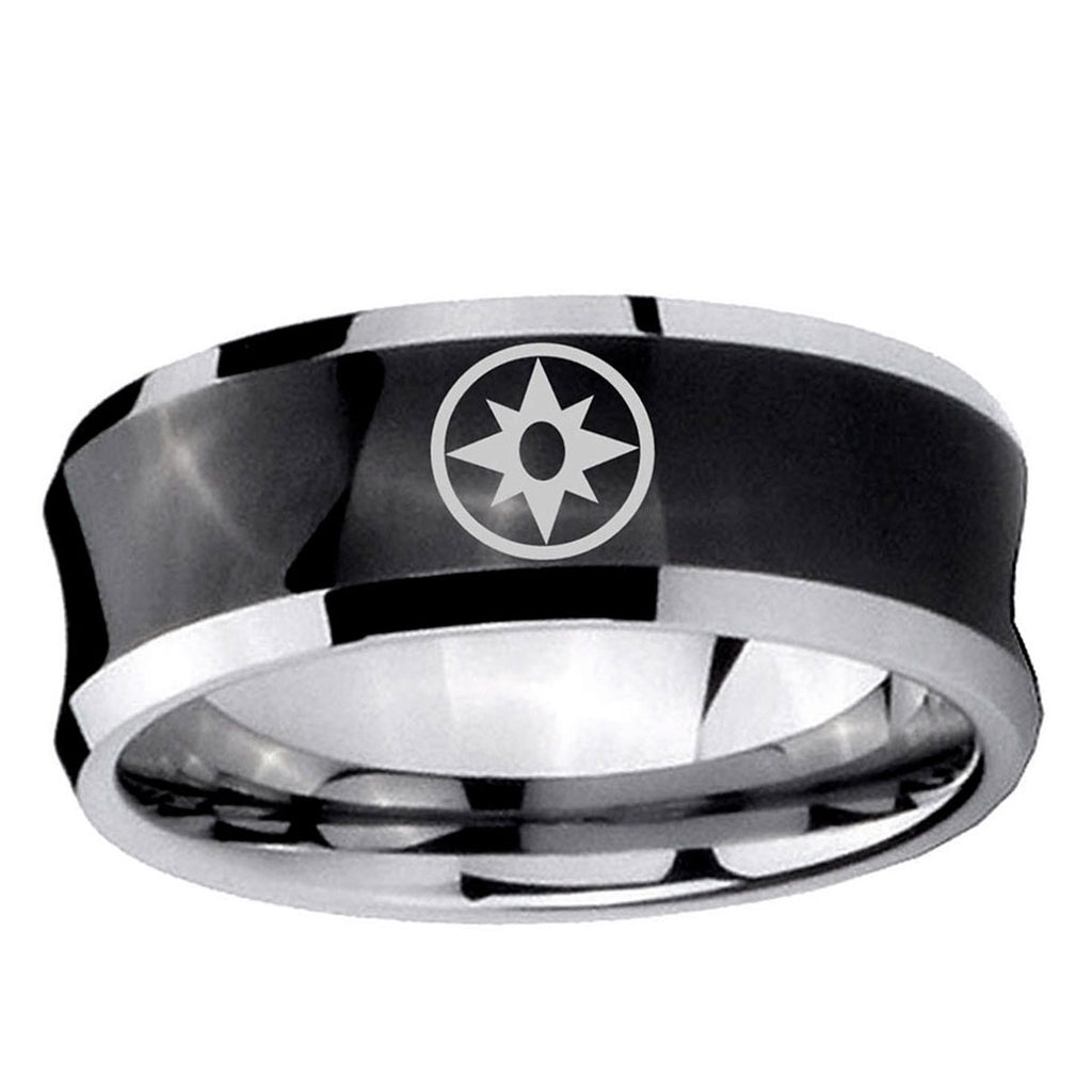 5MMStar Sapphire Lantern Concave Black Unique Men Wedding Ring