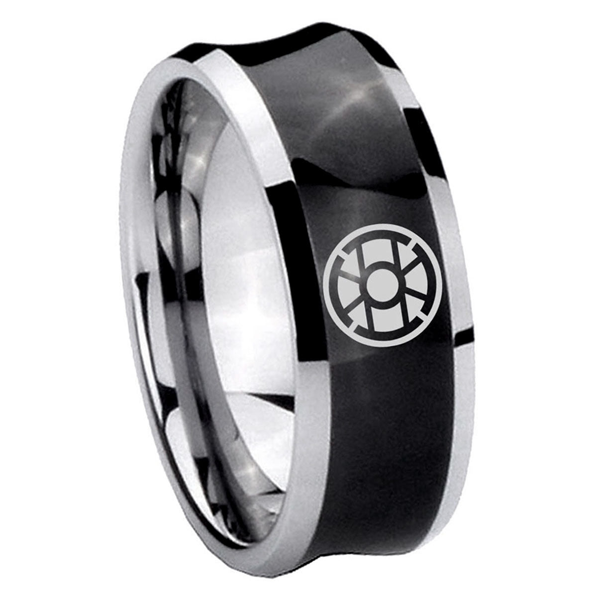 8MM Gold Lantern Concave Black Unique Men Wedding Ring