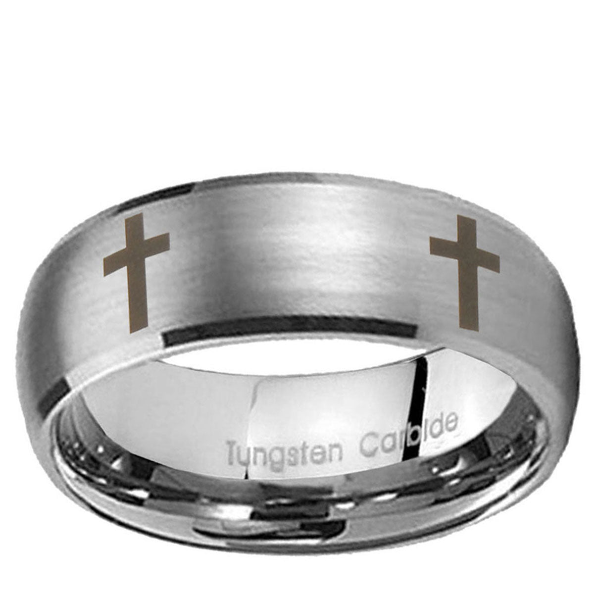5MM Crosses Dome Brushed Gray Tungsten Ring For Man