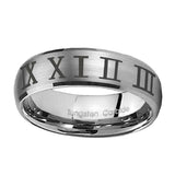 10mm-Roman-Numeral-Dome-Brushed-Tungsten-Carbide-Men's-Engagement-Band