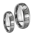 Roman Numeral Dome Brushed Tungsten His and Hers