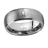 10mm-Fleur-De-Lis-Dome-Brushed-Tungsten-Carbide-Men's-Promise-Rings