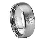 10mm Fleur Delis Dome Brushed Tungsten Carbide Men's Promise Rings