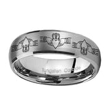 10mm-Irish-Claddagh-Dome-Brushed-Tungsten-Carbide-Mens-Ring-Personalized