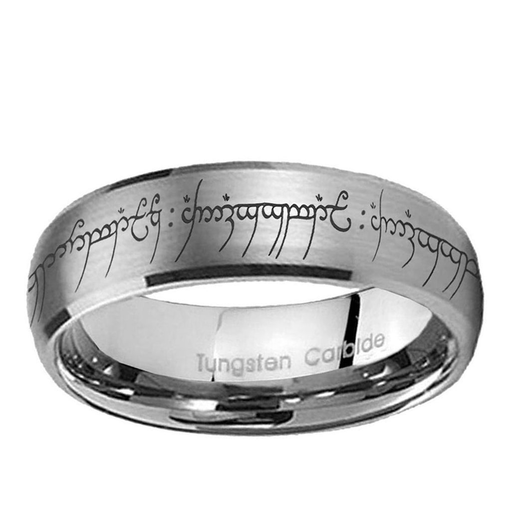 5MM Lord Of The Rings Dome Brushed Gray Tungsten Wedding Band