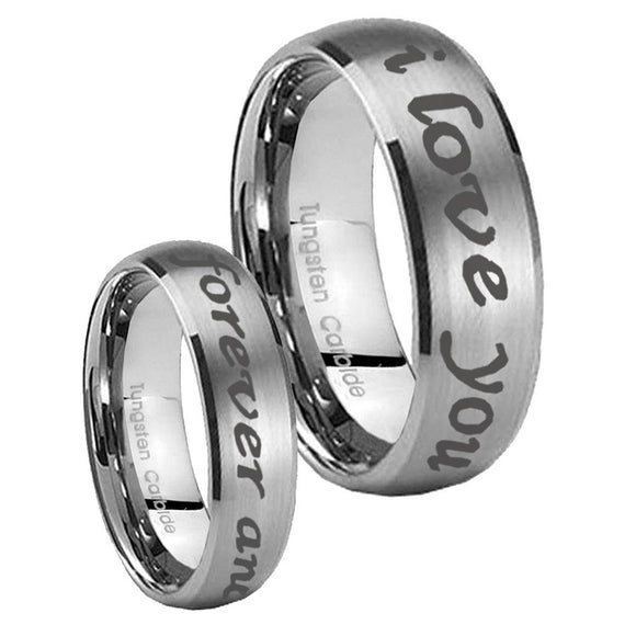 10mm-I-Love-You-Forever-and-ever-Dome-Brushed-Tungsten-Men's-Wedding-Band